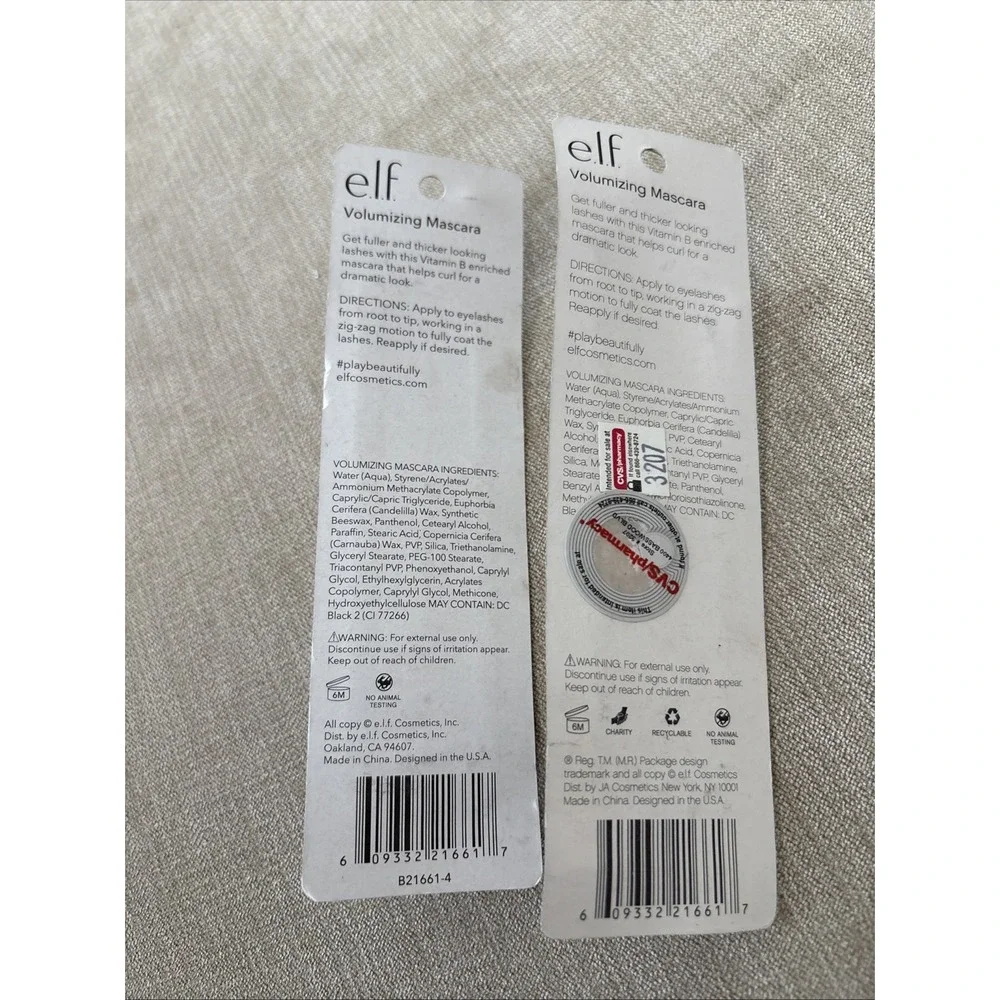 2 E.L.F Volumizing Mascara Black 21661 New In Package Discontinued